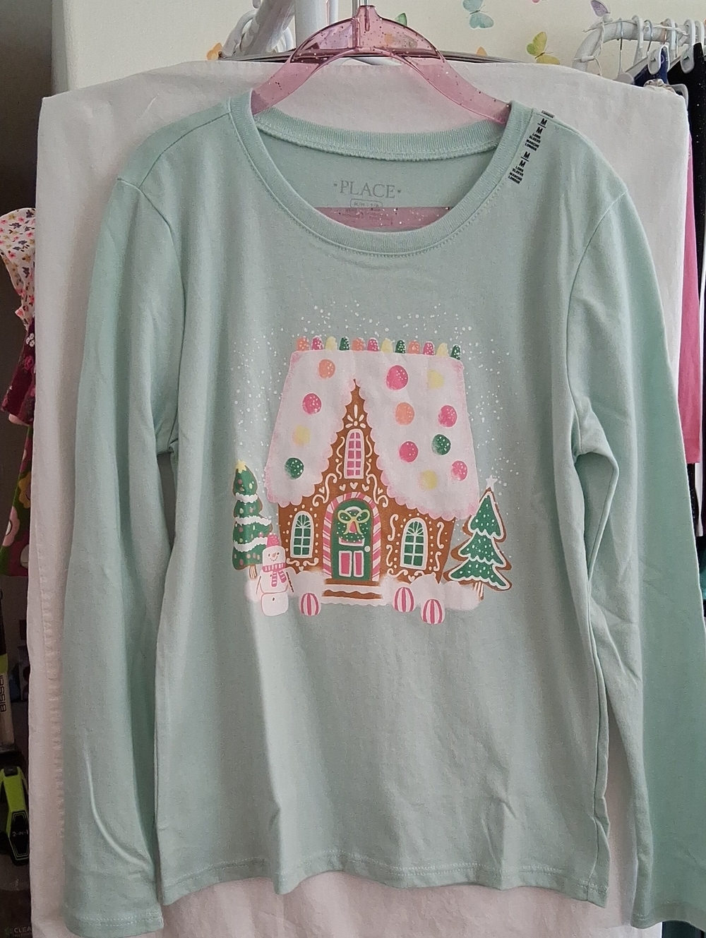 The Children's Place Mint Green Gingerbread House Long-Sleeve Top